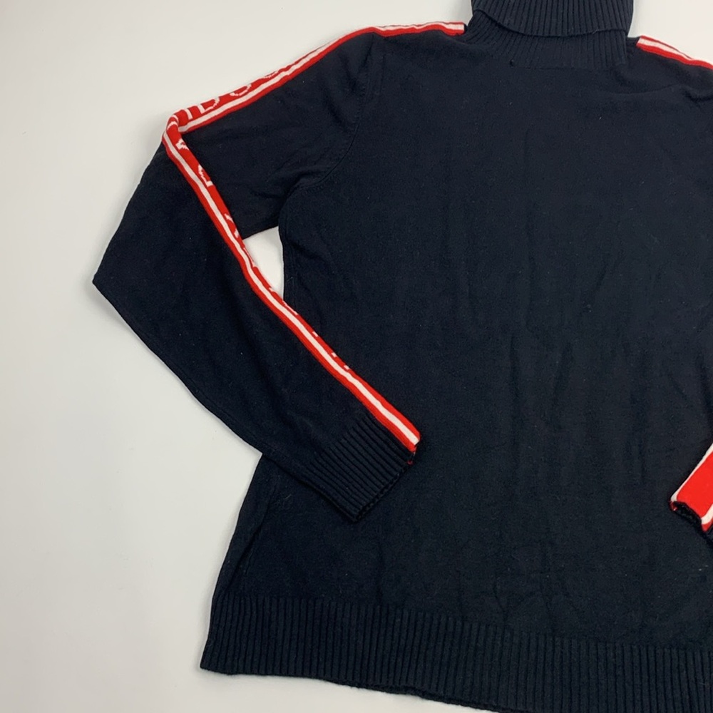 Harley-Davidson Black Turtleneck Sweater with Red Logo HD Sleeves Size Medium - Picture 4 of 11